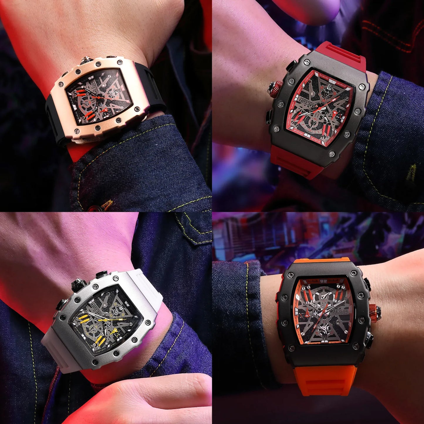 MEGIR Luxury Outdoor Sport Wristwatch for Men Silicone Strap Waterproof Military Quartz Wristwatch Male Clock Chronograph 2218