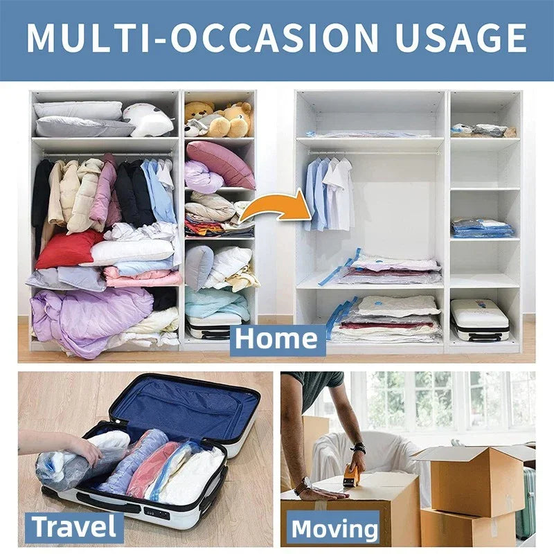 Vacuum Storage Bags for Clothes and Bedding - Space-Waterproof Saving Solution for Organized Storage