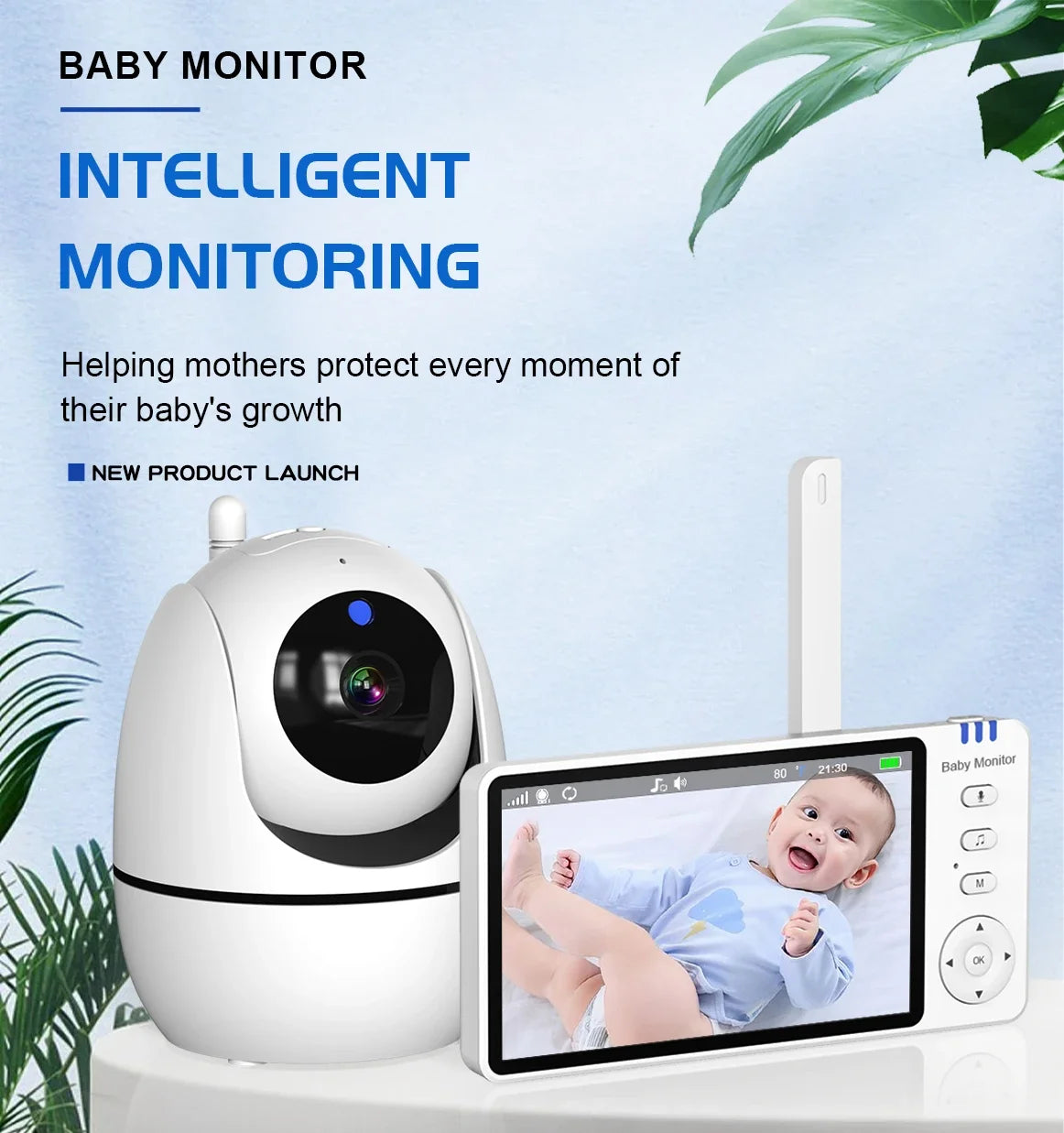 5-Inch Video Baby Monitor with Pan-Tilt Camera & Two-Way Audio