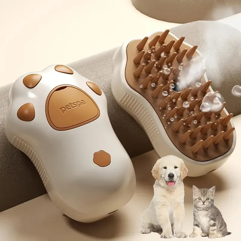 1pcs3-in-1Electric Steam Cat Brush Tool with Self-Cleaning,Silicone Massage Bristles Hair Remover Coat Care for Cats & Dogs