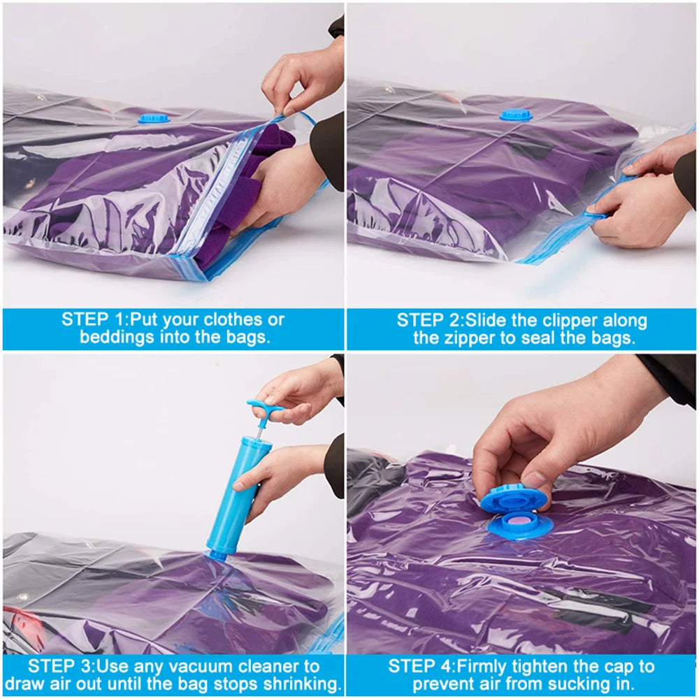 7/8PCS Vacuum Storage Bags For Clothes,Bedding,Space Saving Bags Storage Vacuum Seal Packet,Folding Compressed Organizer Bag