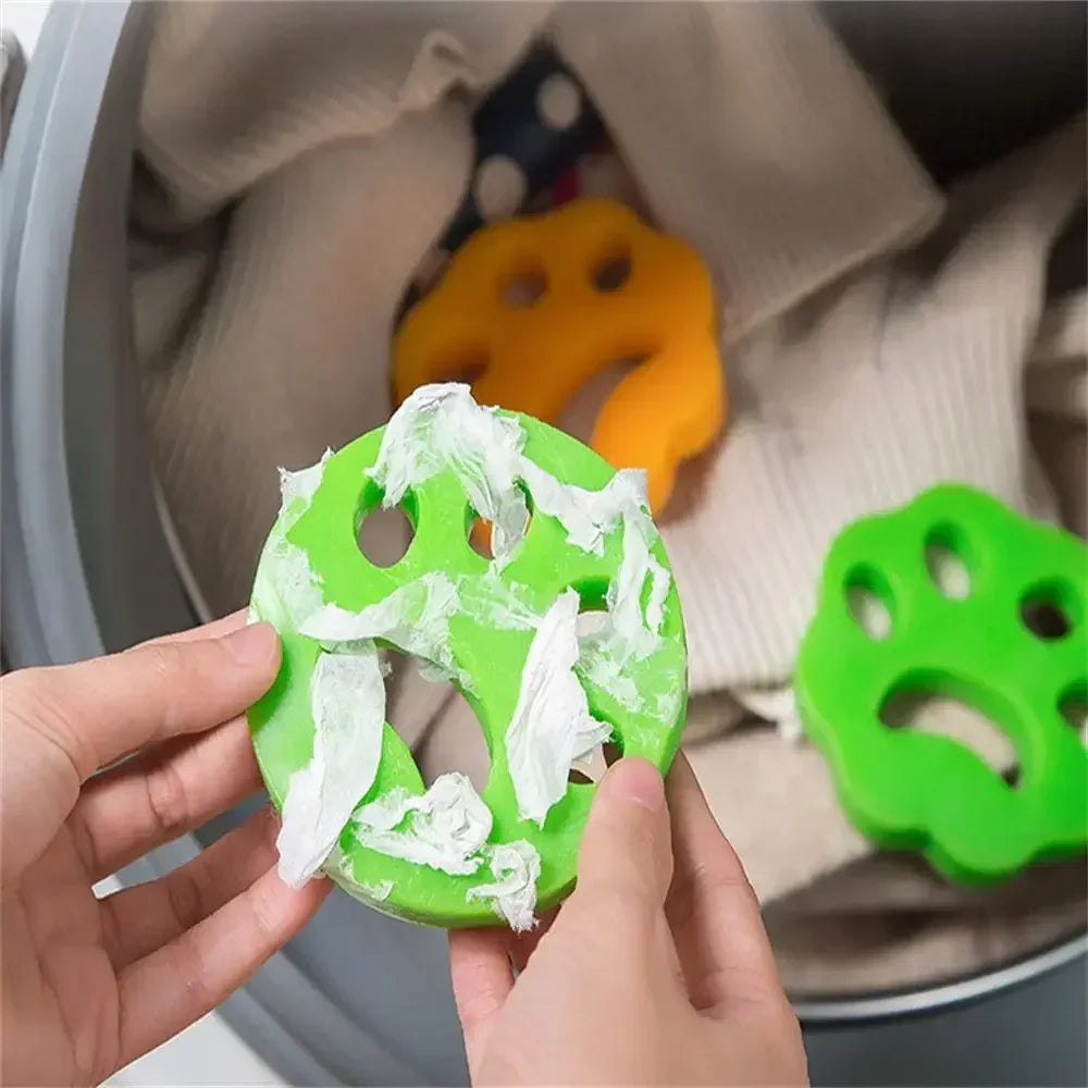 Reusable Cat and Dog Hair Clothes Bedding Lint Remover (Laundry V Animal Hair Catcher for Washing Tools Removes From Pet Machine