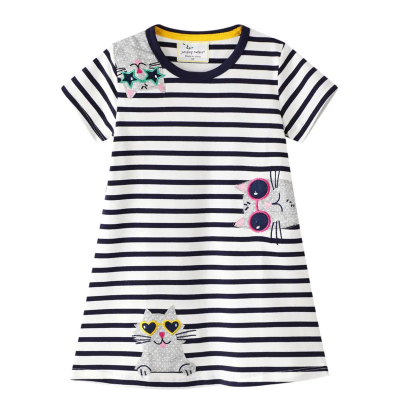 Jumping Meters New 2-7T Princess Party Girls Dresses Summer Cotton Kids Clothing Fashion Hot Selling Children's Dress Tops Girls