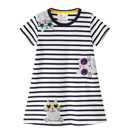 Jumping Meters New 2-7T Princess Party Girls Dresses Summer Cotton Kids Clothing Fashion Hot Selling Children's Dress Tops Girls