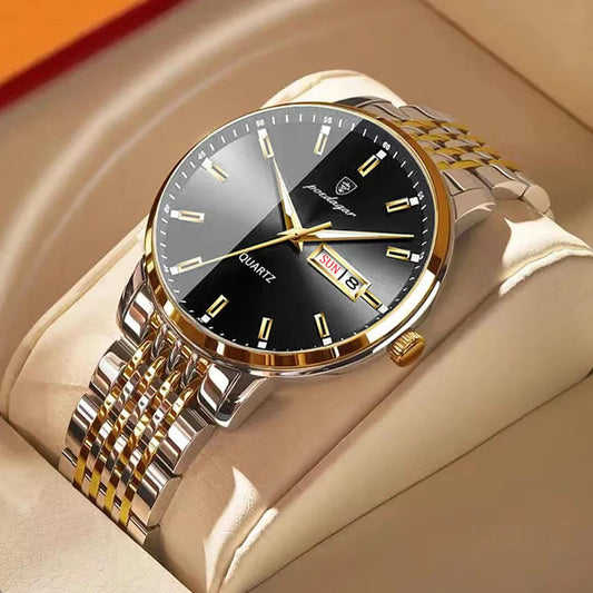 POEDAGAR Watch Men Top Brand Luxury Stainless Steel Business Date Clock Waterproof Luminous Watches Mens Sport Quartz Wristwatch