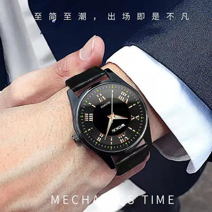 WOKAI high quality Men's Belt Quartz Blue Light Watch Men's Business Sport Waterproof glow-in-the-dark Roman vintage clock