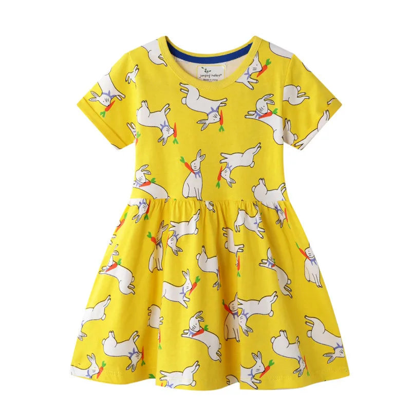 Jumping Meters New 2-7T Princess Party Girls Dresses Summer Cotton Kids Clothing Fashion Hot Selling Children's Dress Tops Girls
