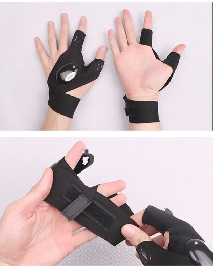 Half-finger Fishing Gloves Led Flashlight Waterproof Flashlight Outdoor Hiking Camping Fishing Rescue Survival Lighting Tool