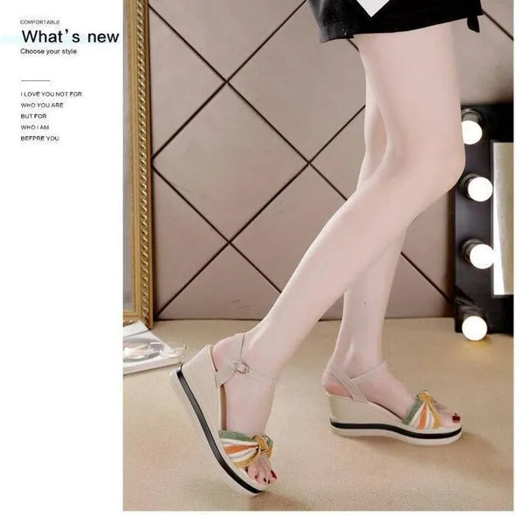 Open Toe Wedge Sandals for Women Summer Shoes босоножки женские Female Leisure Pumps Ankle Strap High Heels Ladies Slingbacks