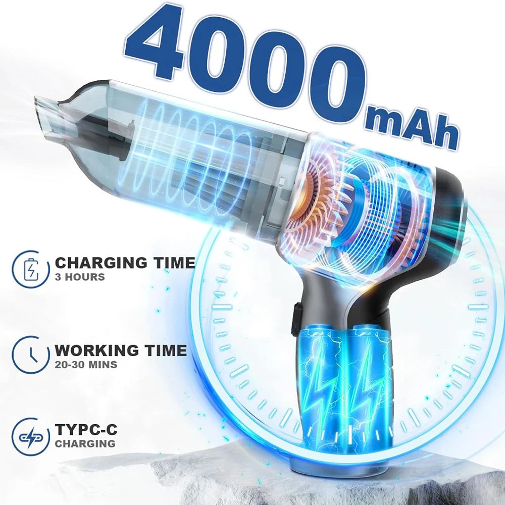 Wireless Car Vacuum Cleaner – 95,000PA Strong Suction, Portable & Rechargeable