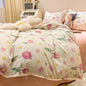 Ins Floral Bedding Set with Duvet Cover Flat Sheet Pillowcases New Summer No Filler Full Queen Size Hotel Home Soft Bed Linens