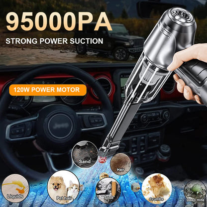 Wireless Car Vacuum Cleaner – 95,000PA Strong Suction, Portable & Rechargeable