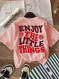 Summer Tees Y2k Harajuku Style Kids Clothing Tops All-Match Classic  Kawaii Cotton Girls Casual Simple Letter Back Print T-Shirt