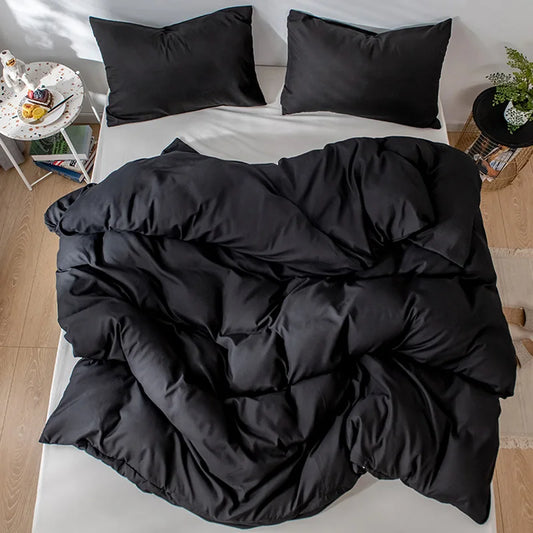 Brushed Fabric Duvet Cover Soft Cozy Comforter COver with Zipper Closure Grey/Black Bedding Duvet Cover with Pillowcase