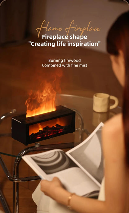 Fireplace Aroma Essential Oil Diffuser Colorful Flame Air Humidifier with Timer Remote for Home Bedroom Office Festival Gifts