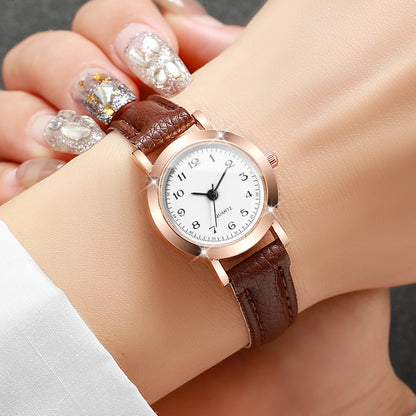 Women's Fashion Retro Small Fresh Simple Scale Elegant Trendy Korean Edition Fashion Quartz Watch Combination Set (Without Box)