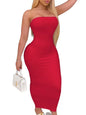 Plus Size Sexy Elegant Long Dress Wrap Chest Strapless Bodycon Dress Women Solid Color Slim Maxi Dress Oversized Party Vestidos
