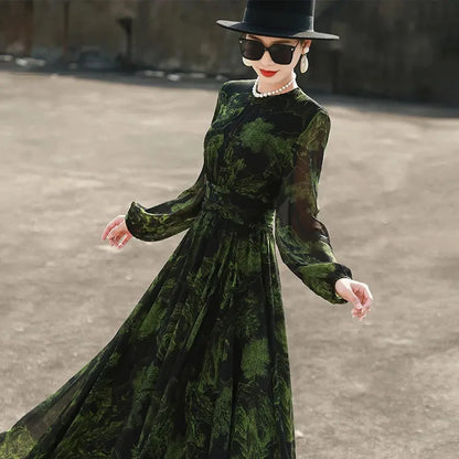 Long Dress for Women 2025 Spring Beach Bohemian Elegant Maxi Dresses Casual Female Clothing Y2K Long Sleeve Print Party Vestido