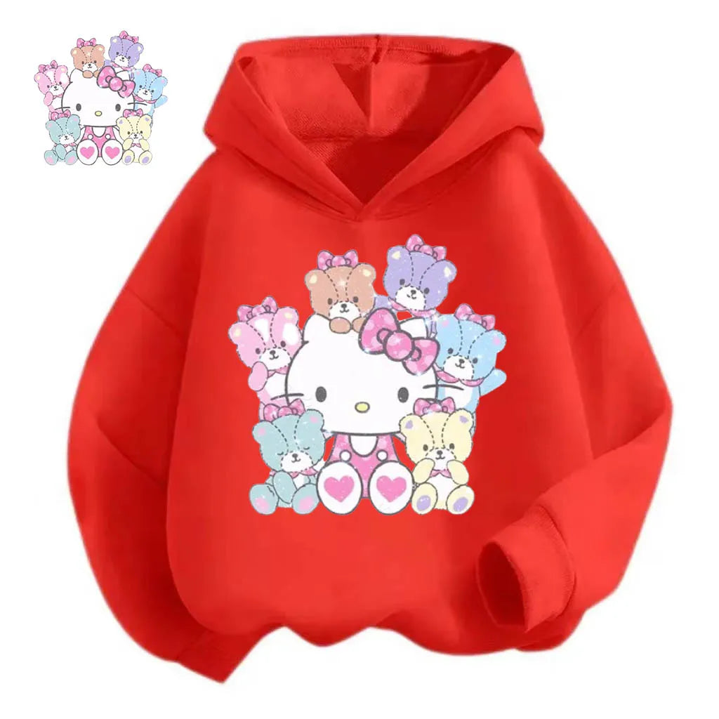 Cartoon Hello Kitty Children's Hoodie Outdoor Casual Sports Shirt Boys' Tops Soft Kids Clothing Girls' Baby Autumn/Winter Wear