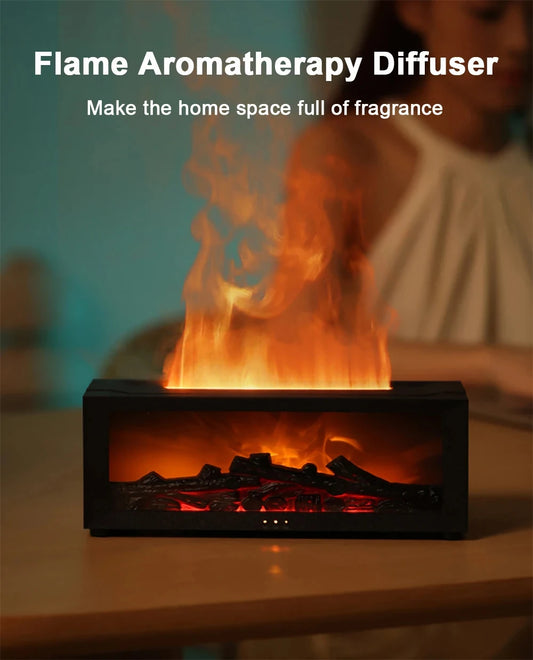 Fireplace Aroma Essential Oil Diffuser Colorful Flame Air Humidifier with Timer Remote for Home Bedroom Office Festival Gifts