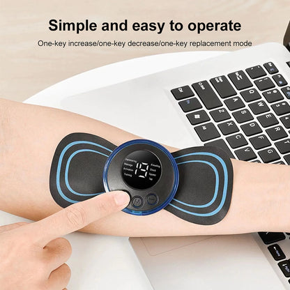 Mini Electric Neck & Back Massager – EMS Muscle Relaxation with 8 Modes