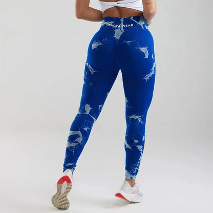 INNOVA WEAR Women Tie-Dye Yoga Pants Brown purple Lightning Marble Scrunch Butt Leggings Women Gym Fitness Leggins Workout Pants