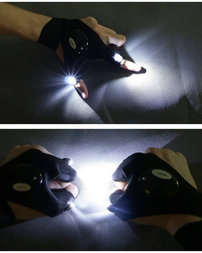 Half-finger Fishing Gloves Led Flashlight Waterproof Flashlight Outdoor Hiking Camping Fishing Rescue Survival Lighting Tool