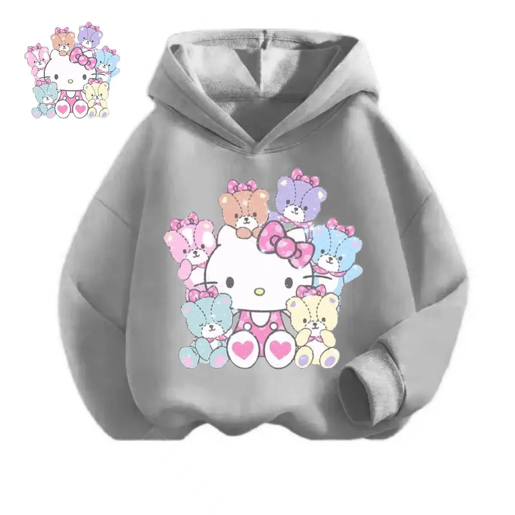 Cartoon Hello Kitty Children's Hoodie Outdoor Casual Sports Shirt Boys' Tops Soft Kids Clothing Girls' Baby Autumn/Winter Wear