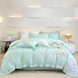 100% Egyptian Cotton Flowers Embroidery Luxury Bedding Set White/Pink Duvet Cover Set Bed Sheet/Fitted Sheet Pillowcases 4Pcs