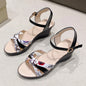 Women One Button Sandals High Wedges Heel Shoes For Summer With Arch Support Comfortable Commuting Work Sandal for Women