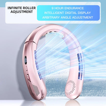 Fan 3000mA Portable Mini Hanging Neck Fan Bladeless Neckband Fan Digital Display Power Air Cooler USB Rechargeable Electric Fans