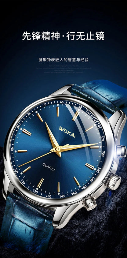 WOKAI high quality fashion casual ladies large dial small strap leather strap quartz watch women's simple style student clock