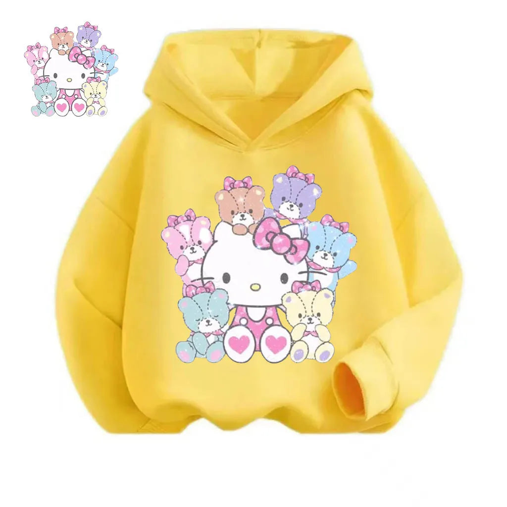 Cartoon Hello Kitty Children's Hoodie Outdoor Casual Sports Shirt Boys' Tops Soft Kids Clothing Girls' Baby Autumn/Winter Wear