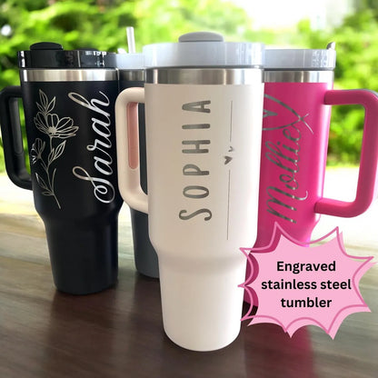Personalized Tumbler With Engraved Name Custom 40Oz Tumbler With Handle Birthday Gifts For Women Cup Gifts Coffee Tumbler