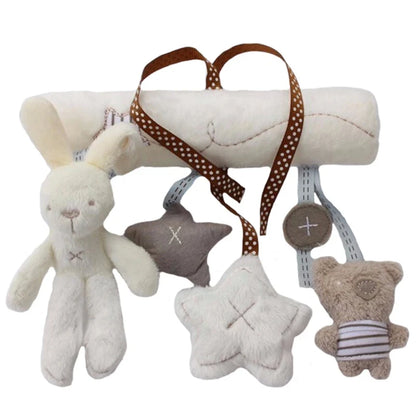 2024 New Hanging Bed Rabbit Baby Hand Bell Safety Seat Plush Toy Multifunctional Plush Toy Stroller Mobile Gifts