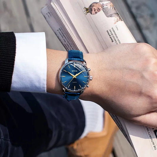 WOKAI high quality fashion casual ladies large dial small strap leather strap quartz watch women's simple style student clock