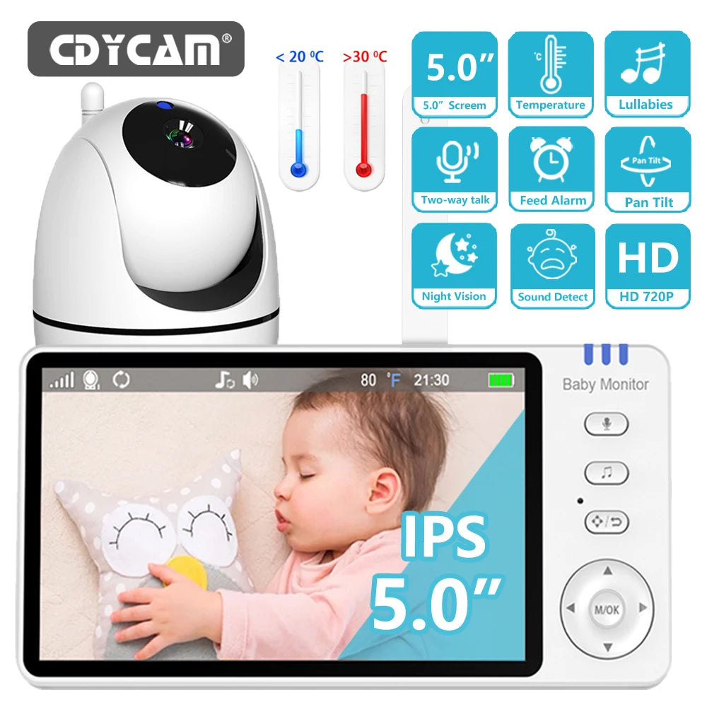 5-Inch Video Baby Monitor with Pan-Tilt Camera & Two-Way Audio
