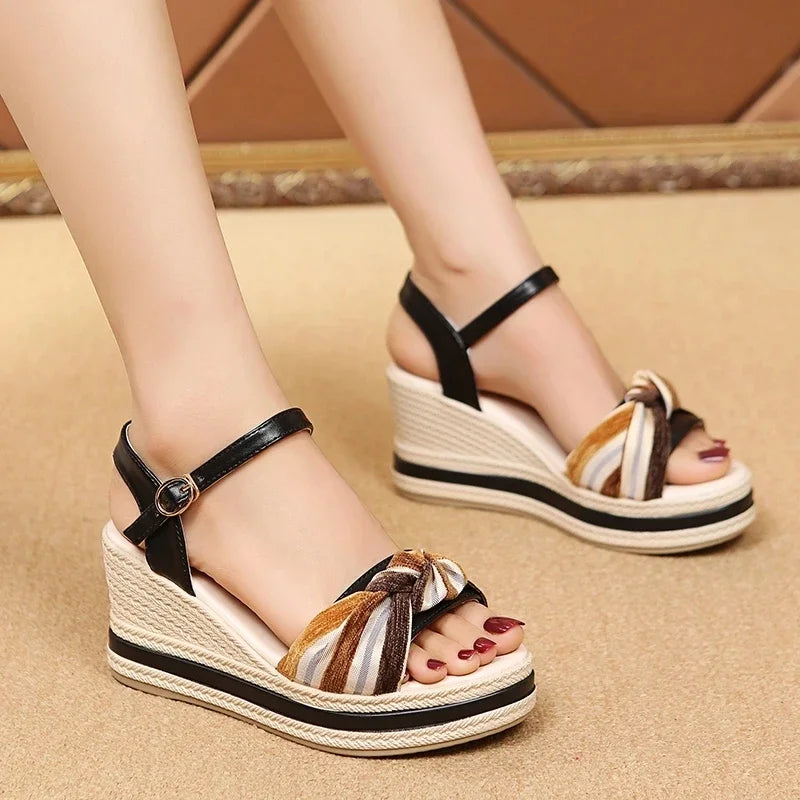 Open Toe Wedge Sandals for Women Summer Shoes босоножки женские Female Leisure Pumps Ankle Strap High Heels Ladies Slingbacks