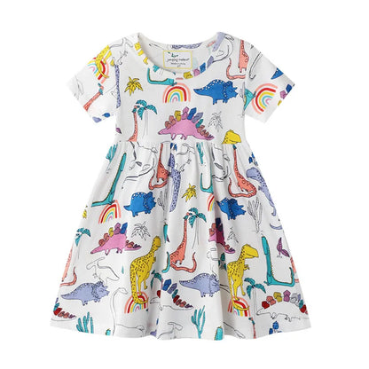 Jumping Meters New 2-7T Princess Party Girls Dresses Summer Cotton Kids Clothing Fashion Hot Selling Children's Dress Tops Girls