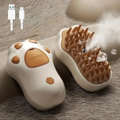 1pcs3-in-1Electric Steam Cat Brush Tool with Self-Cleaning,Silicone Massage Bristles Hair Remover Coat Care for Cats & Dogs