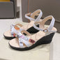 Women One Button Sandals High Wedges Heel Shoes For Summer With Arch Support Comfortable Commuting Work Sandal for Women