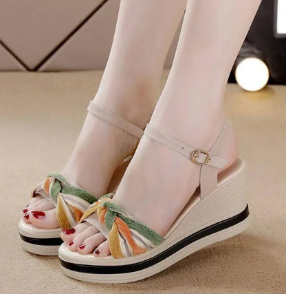 Open Toe Wedge Sandals for Women Summer Shoes босоножки женские Female Leisure Pumps Ankle Strap High Heels Ladies Slingbacks