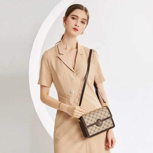Ladies' crossbody bag, women's bag, retro new style, hand-held printed single shoulder envelope, small square bag