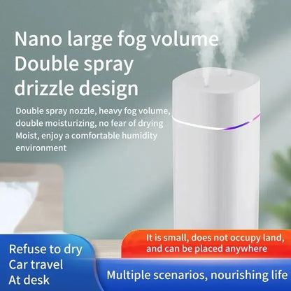 USB Air Humidifier with Dual Spout, Essential Oil Aromatherapy Humidifier, Car Aromatherapy Silent Cool Mist Maker, Home and Off