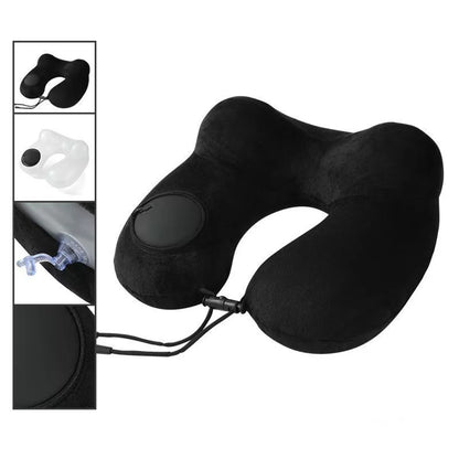 1pc Press And Inflate Portable Neck Pillow, Detachable For Cleaning, Suitable For Outdoor Travel, Business Travel, And Camping