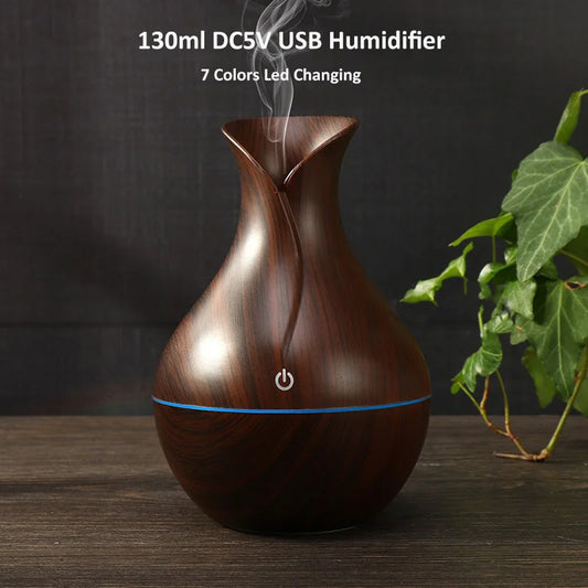 Mute fog measure wood grain vase humidifier Home bedroom indoor office night light ultrasonic humidifier