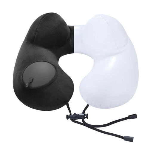 1pc Press And Inflate Portable Neck Pillow, Detachable For Cleaning, Suitable For Outdoor Travel, Business Travel, And Camping