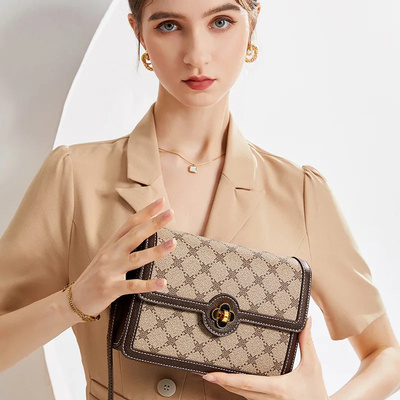 Ladies' crossbody bag, women's bag, retro new style, hand-held printed single shoulder envelope, small square bag