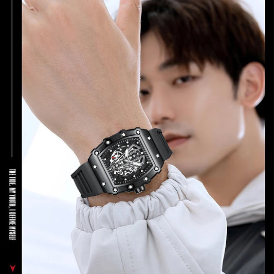WOKAI High Quality Fashion Luxury Men's Quartz Silicone Business Watch Sport Waterproof Boys Student Watch