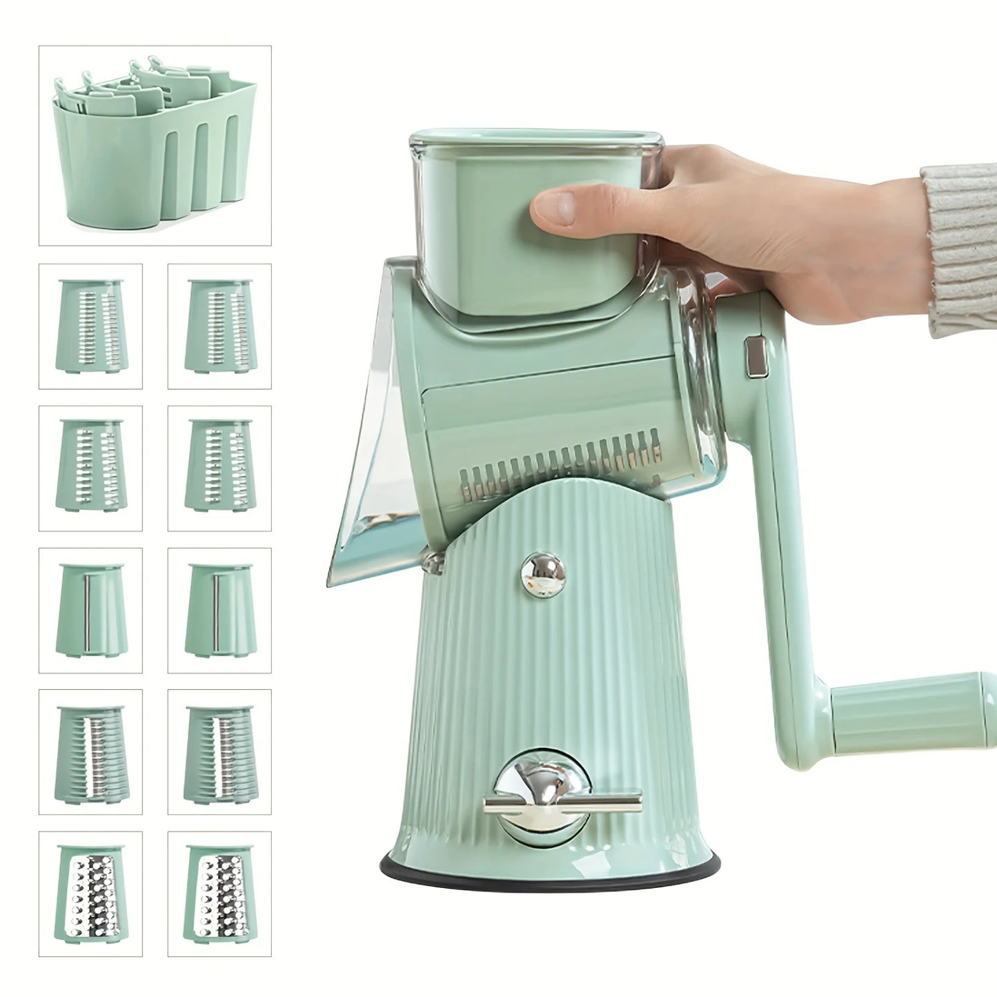 Manual Vegetable Chopper Set - Multifunctional Fruit & Veggie Slicer, Grater, and Cutter with Container - for Potatoes,